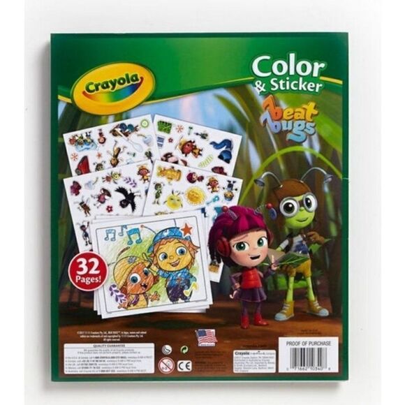 Crayola Beat Bugs Color & Sticker Book, Gift for Kids, 32 pg Activity Book New - Picture 8 of 8